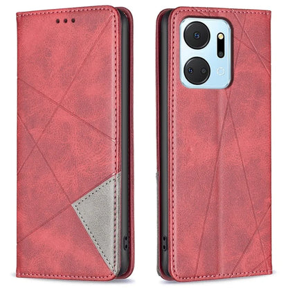 For Honor X7a 4G Case PU Leather Stand Phone Cover with Card Holder