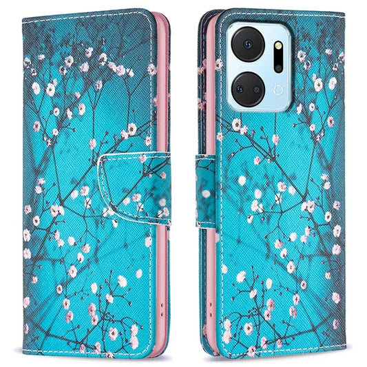 For Honor X7a 4G Leather Case Pattern Printing Phone Cover with Wallet Stand