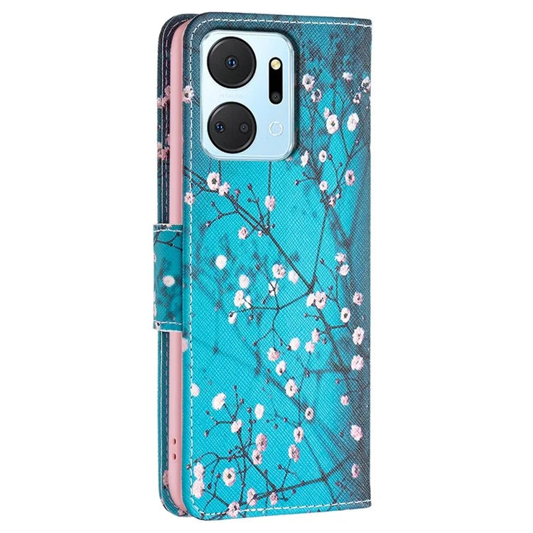 For Honor X7a 4G Leather Case Pattern Printing Phone Cover with Wallet Stand