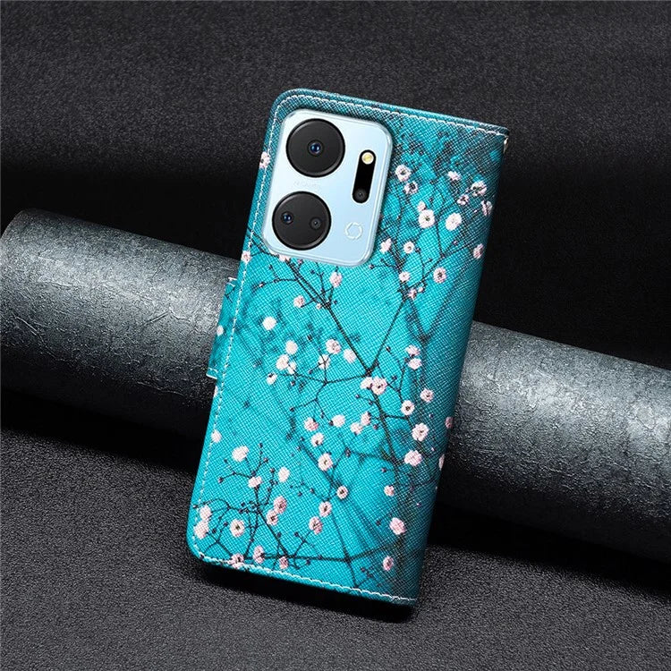 For Honor X7a 4G Leather Case Pattern Printing Phone Cover with Wallet Stand