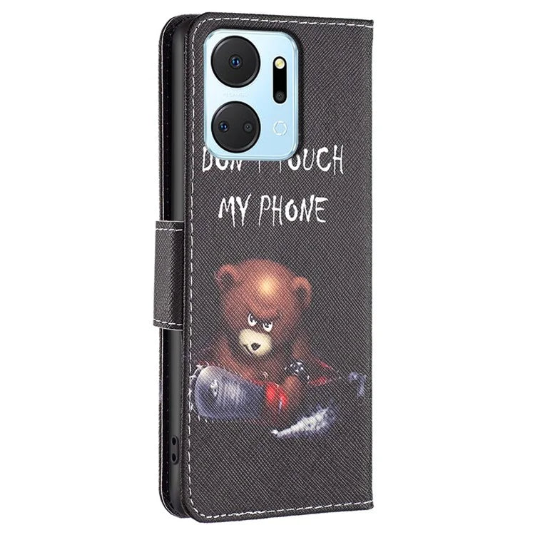 For Honor X7a 4G Leather Case Pattern Printing Phone Cover with Wallet Stand