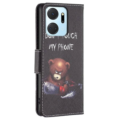For Honor X7a 4G Leather Case Pattern Printing Phone Cover with Wallet Stand