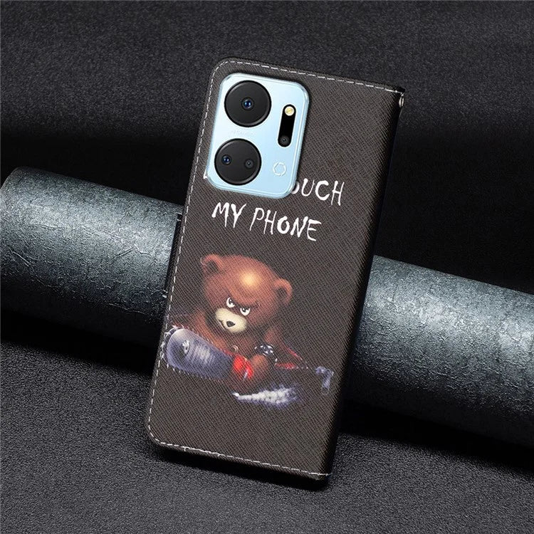 For Honor X7a 4G Leather Case Pattern Printing Phone Cover with Wallet Stand