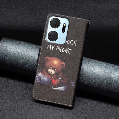 For Honor X7a 4G Leather Case Pattern Printing Phone Cover with Wallet Stand