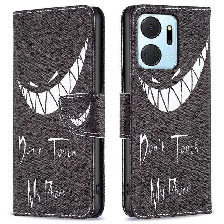 For Honor X7a 4G Leather Case Pattern Printing Phone Cover with Wallet Stand