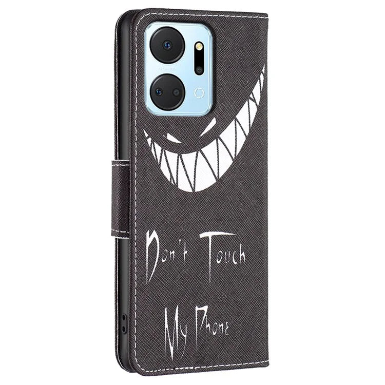 For Honor X7a 4G Leather Case Pattern Printing Phone Cover with Wallet Stand