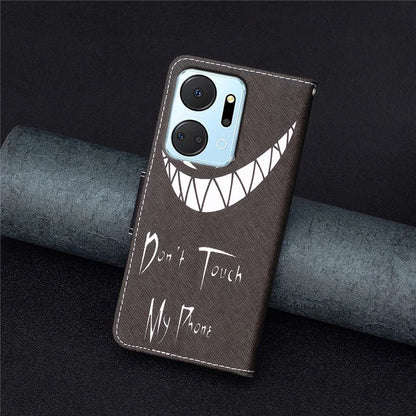 For Honor X7a 4G Leather Case Pattern Printing Phone Cover with Wallet Stand