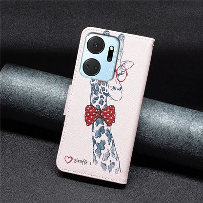 For Honor X7a 4G Leather Case Pattern Printing Phone Cover with Wallet Stand