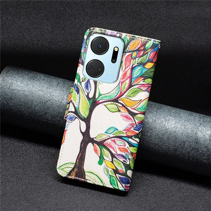 For Honor X7a 4G Leather Case Pattern Printing Phone Cover with Wallet Stand