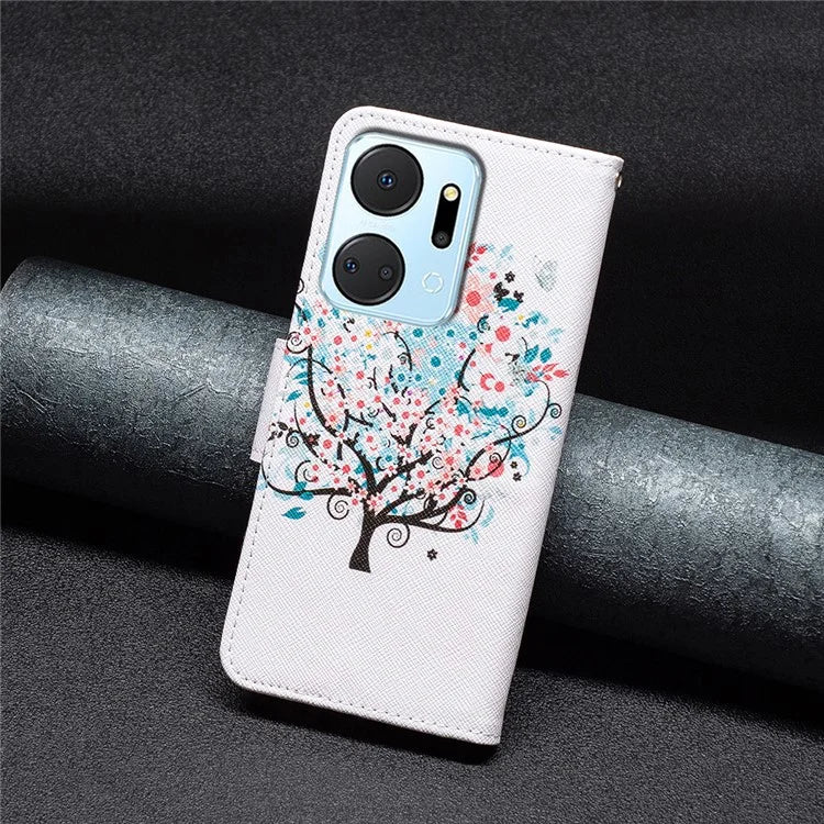 For Honor X7a 4G Leather Case Pattern Printing Phone Cover with Wallet Stand