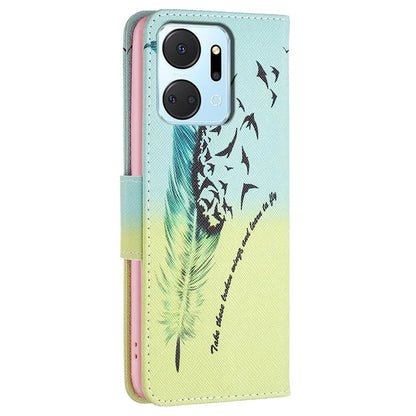 For Honor X7a 4G Leather Case Pattern Printing Phone Cover with Wallet Stand