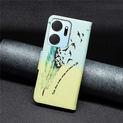 For Honor X7a 4G Leather Case Pattern Printing Phone Cover with Wallet Stand