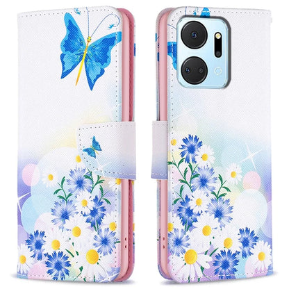 For Honor X7a 4G Leather Case Pattern Printing Phone Cover with Wallet Stand