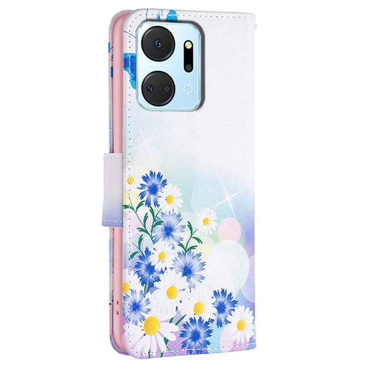 For Honor X7a 4G Leather Case Pattern Printing Phone Cover with Wallet Stand