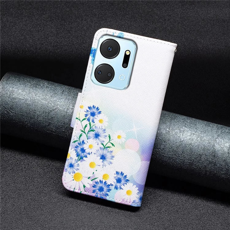 For Honor X7a 4G Leather Case Pattern Printing Phone Cover with Wallet Stand