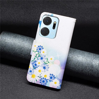 For Honor X7a 4G Leather Case Pattern Printing Phone Cover with Wallet Stand