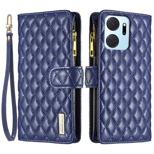 BINFEN COLOR BF Style-15 For Honor X7a 4G Case Zipper Pocket Phone Wallet Cover