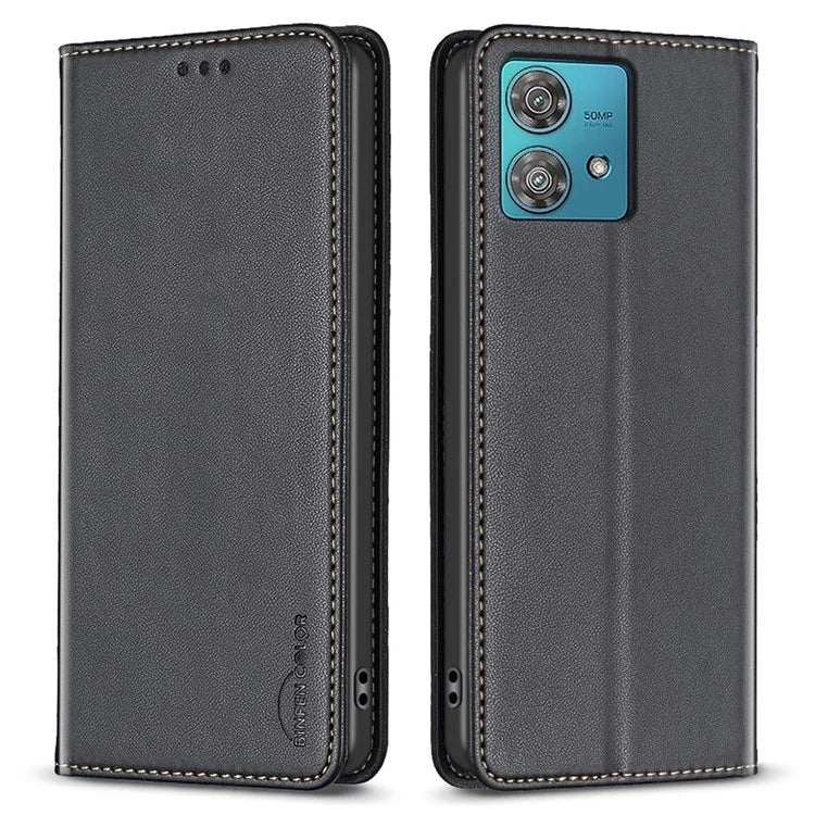 BINFEN COLOR BF18 For Motorola Edge 40 Neo 5G Case PU Leather Phone Cover with Card Slots