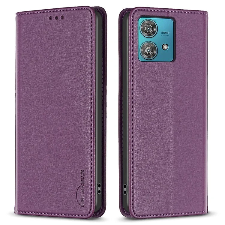 BINFEN COLOR BF18 For Motorola Edge 40 Neo 5G Case PU Leather Phone Cover with Card Slots