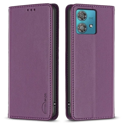 BINFEN COLOR BF18 For Motorola Edge 40 Neo 5G Case PU Leather Phone Cover with Card Slots