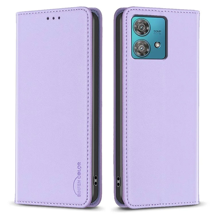 BINFEN COLOR BF18 For Motorola Edge 40 Neo 5G Case PU Leather Phone Cover with Card Slots