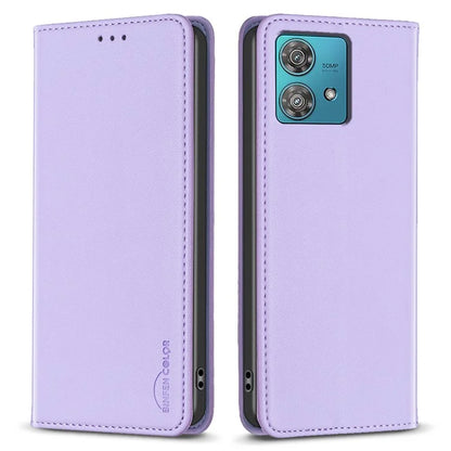 BINFEN COLOR BF18 For Motorola Edge 40 Neo 5G Case PU Leather Phone Cover with Card Slots