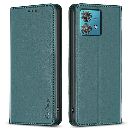 BINFEN COLOR BF18 For Motorola Edge 40 Neo 5G Case PU Leather Phone Cover with Card Slots