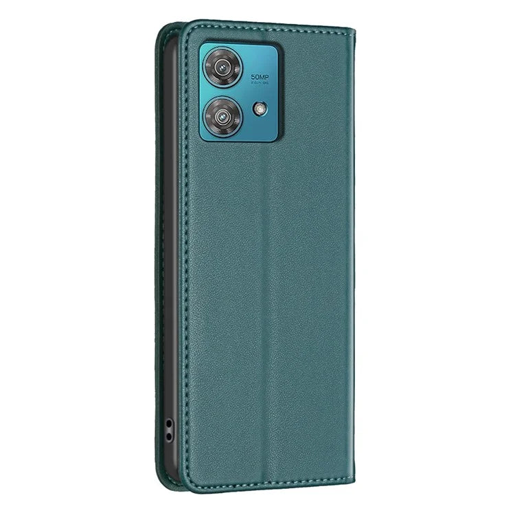 BINFEN COLOR BF18 For Motorola Edge 40 Neo 5G Case PU Leather Phone Cover with Card Slots