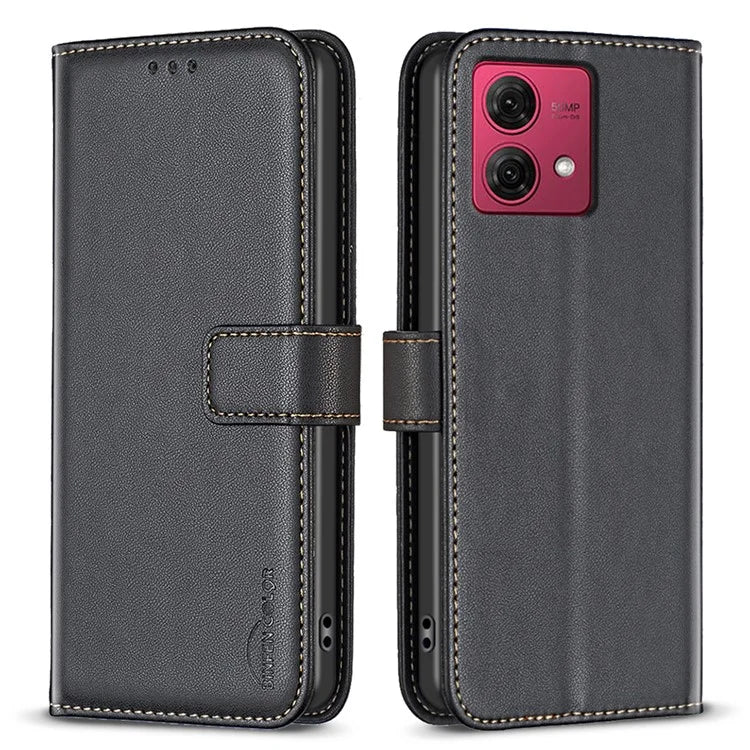BINFEN COLOR BF17 For Motorola Moto G84 5G Case Wallet Leather Cell Phone Stand Cover