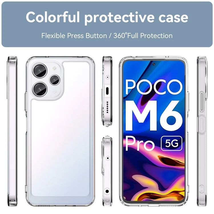 For Xiaomi Poco M6 Pro 5G Clear Case TPU+Acrylic Phone Cover (Big Rear Lens Hole)