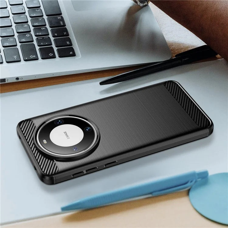 For Huawei Mate 60 Pro+ Case Flexible TPU Shell Carbon Fiber Texture Phone Cover