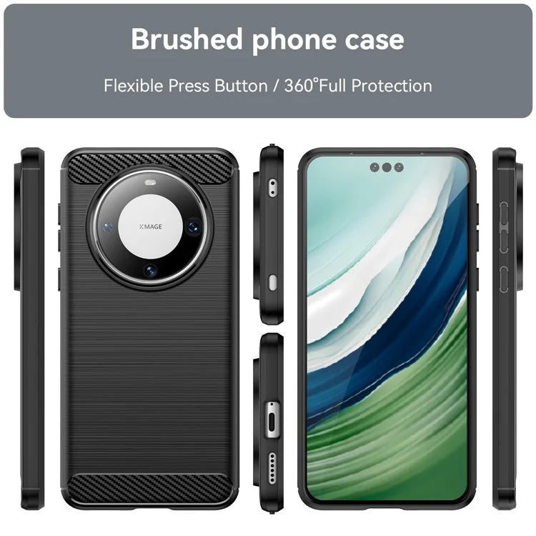For Huawei Mate 60 Pro+ Case Flexible TPU Shell Carbon Fiber Texture Phone Cover