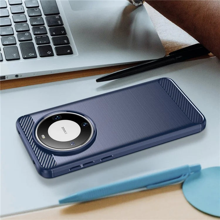 For Huawei Mate 60 Pro+ Case Flexible TPU Shell Carbon Fiber Texture Phone Cover