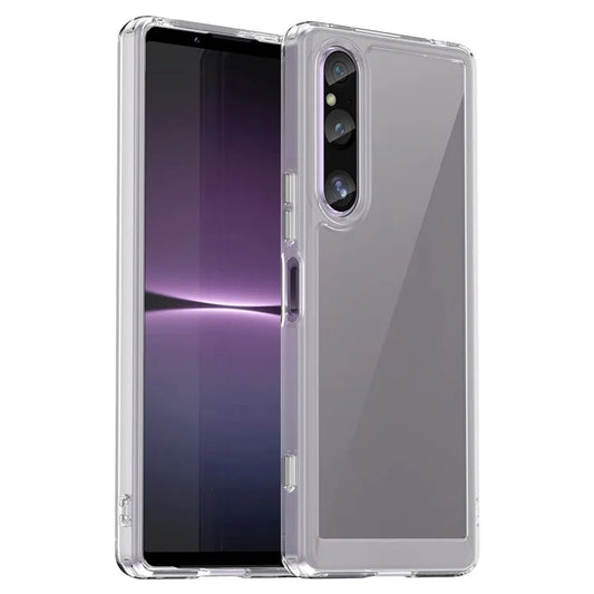 For Sony Xperia 1 V Case TPU+Acrylic Clear Cell Phone Cover (Big Rear Lens Hole)