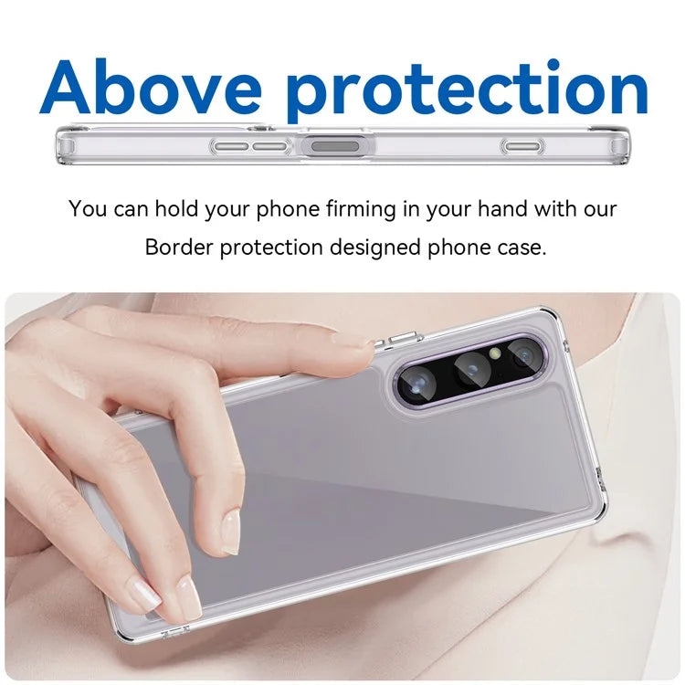 For Sony Xperia 1 V Case TPU+Acrylic Clear Cell Phone Cover (Big Rear Lens Hole)