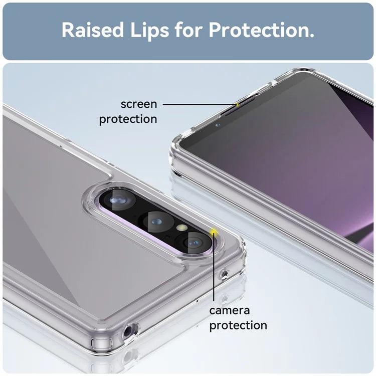 For Sony Xperia 1 V Case TPU+Acrylic Clear Cell Phone Cover (Big Rear Lens Hole)
