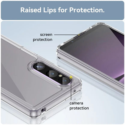For Sony Xperia 1 V Case TPU+Acrylic Clear Cell Phone Cover (Big Rear Lens Hole)