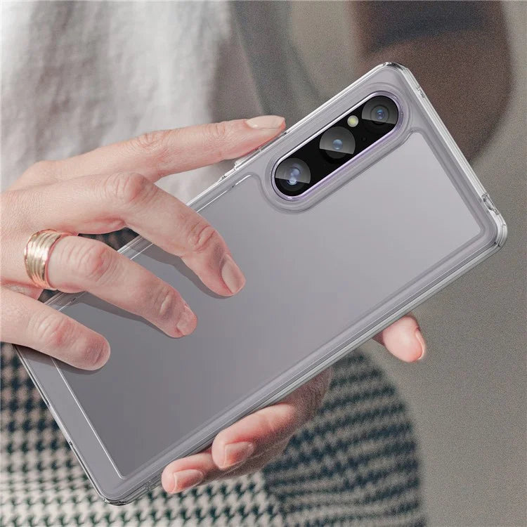 For Sony Xperia 1 V Case TPU+Acrylic Clear Cell Phone Cover (Big Rear Lens Hole)