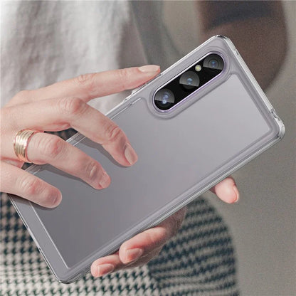 For Sony Xperia 1 V Case TPU+Acrylic Clear Cell Phone Cover (Big Rear Lens Hole)