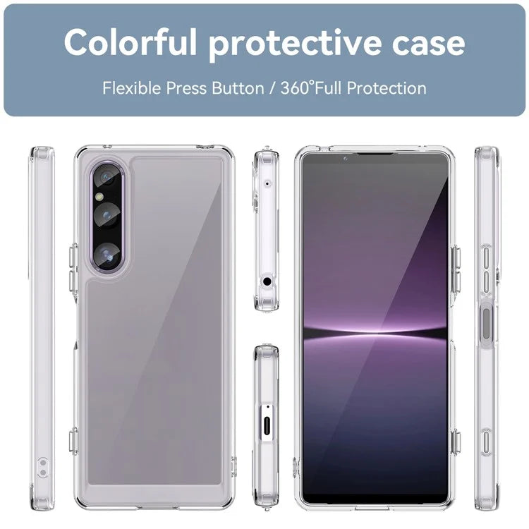 For Sony Xperia 1 V Case TPU+Acrylic Clear Cell Phone Cover (Big Rear Lens Hole)