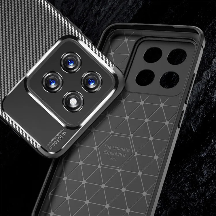 For Xiaomi 14 Case Carbon Fiber Texture TPU Phone Protective Cover