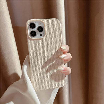 For iPhone 15 Pro Case Woven Texture Soft TPU Anti-scratch Phone Cover