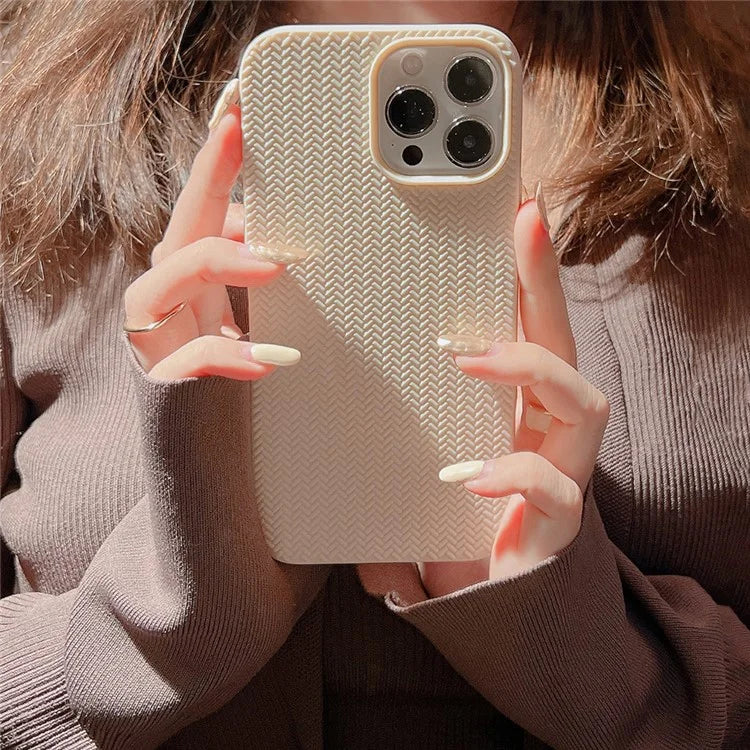 For iPhone 15 Pro Case Woven Texture Soft TPU Anti-scratch Phone Cover