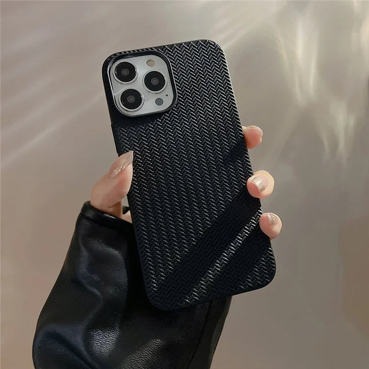 For iPhone 15 Pro Case Woven Texture Soft TPU Anti-scratch Phone Cover