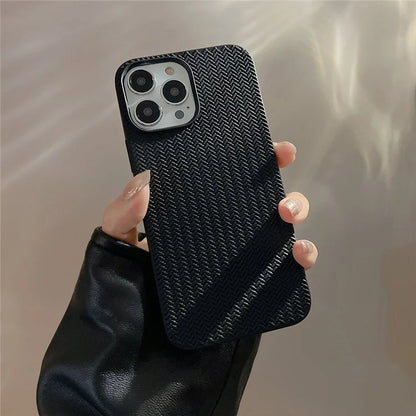 For iPhone 15 Pro Case Woven Texture Soft TPU Anti-scratch Phone Cover