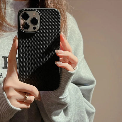 For iPhone 15 Pro Case Woven Texture Soft TPU Anti-scratch Phone Cover