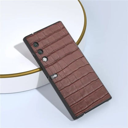 For Honor V Purse Case Genuine Cow Leather Coated PC Crocodile Texture Back Cover