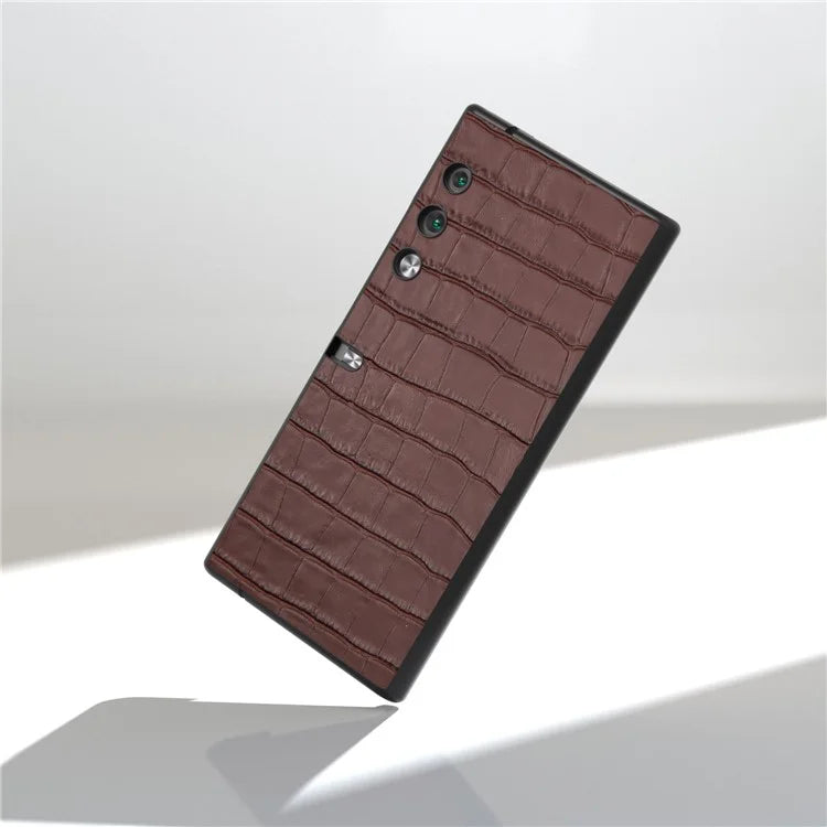 For Honor V Purse Case Genuine Cow Leather Coated PC Crocodile Texture Back Cover