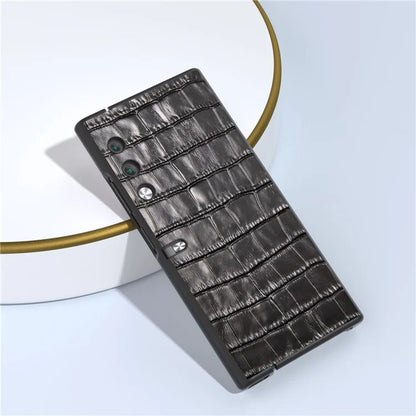 For Honor V Purse Case Genuine Cow Leather Coated PC Crocodile Texture Back Cover