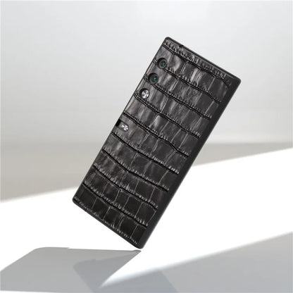 For Honor V Purse Case Genuine Cow Leather Coated PC Crocodile Texture Back Cover